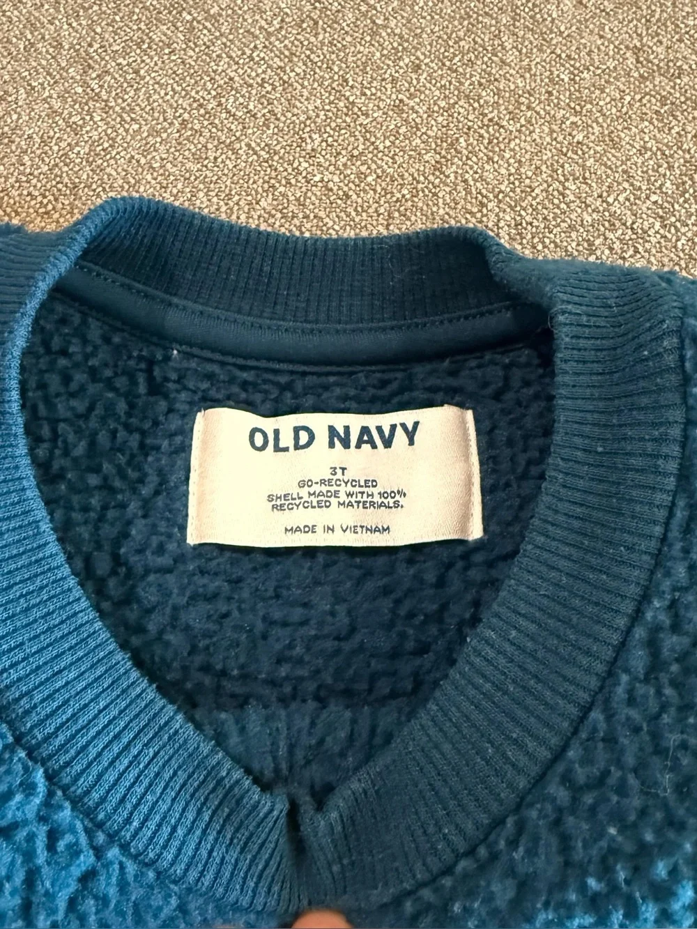 Toddler’s Blue Mountain Fleece Sweater with Yellow Accents